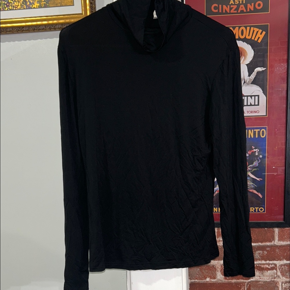 Black Turtleneck Long-Sleeve Top